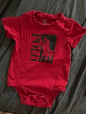 Ralph Lauren Red Polo Graphic Baby Bodysuit